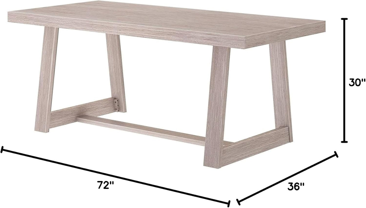 72 Inch Farmhouse Dining Table, Solid Wood Rustic Kitchen Table, Large Wooden Rectangular Dinner Table for Dining Room, Home Office, Living Room Furniture, Easy Assembly, Seashell Wirebrush