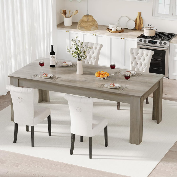 71" Farmhouse Dining Table for 6-8 People, Rectangular Kitchen Table