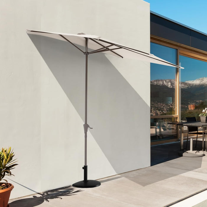 7.5’ by 4’ Half Rectangular Outdoor Patio Umbrella with Base Included, Perfect for Balcony, Garden, Deck
