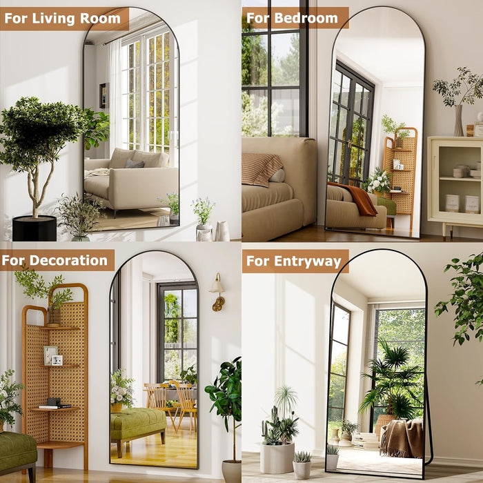 -34X76 Inch Wall Mount Arched Full Length Mirror-Aluminum Alloy Frame High Definition-Full Body Mirror for Bedroom or Living Room,Black