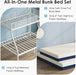 Twin over Full Bunk Bed Set with 6" Twin & Full Memory Foam | Sturdy Frame with Guardrails & Ladder, 400 Lbs Bunk, Space-Saving, Easy Assembly, Dorms for Adults.