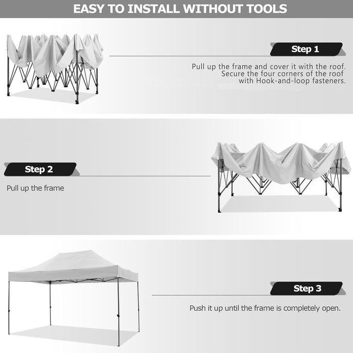 10x15 Ft Pop Up Canopy Tent WaterproofHeavyDutyOutdoorShelter4Sidewalls