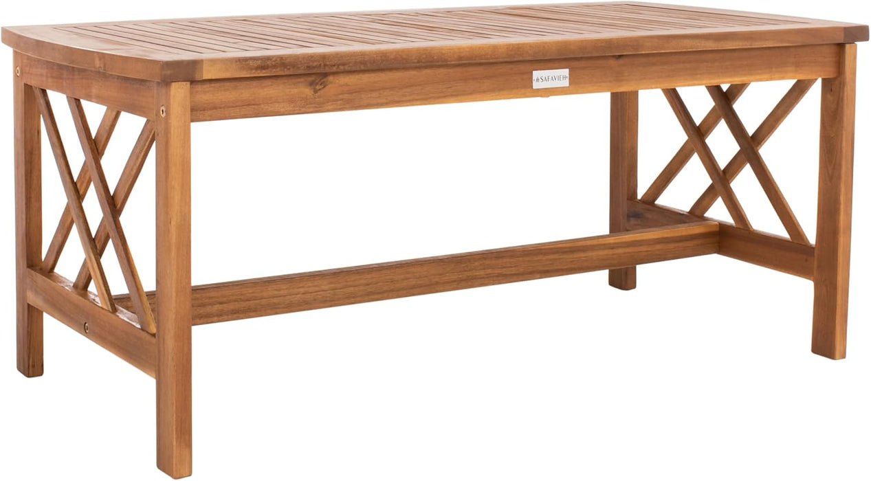 Outdoor Collection Fontana Natural/ Navy Blue Cushions/ Geometric Pattern Pillows 4-Piece Conversation Patio Set