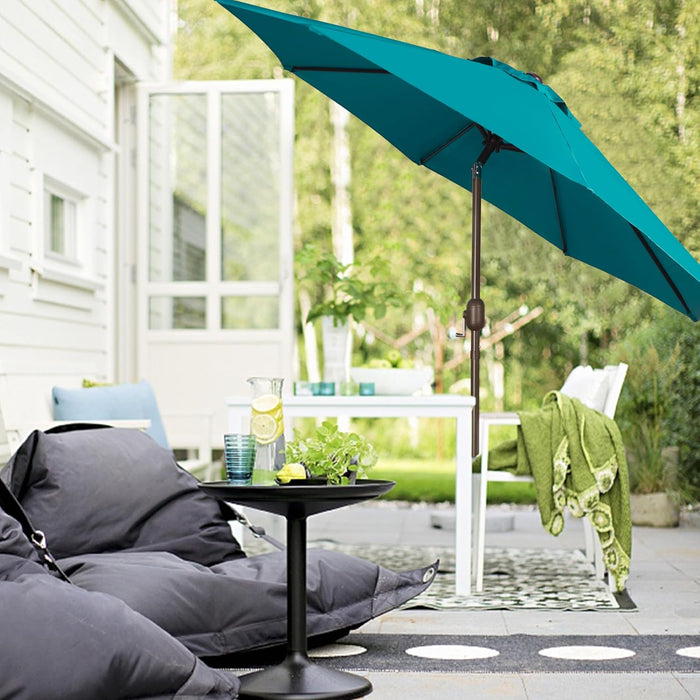 9' Outdoor Patio Umbrella, Outdoor Table Umbrella, Yard Umbrella, Market Umbrella with 8 Sturdy Ribs, Push Button Tilt and Crank