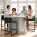 Bar Stools Set of 3, Upholstered Faux Leather Counter Height Barstools with Low Back and Thickened Metal Legs, Modern Bar Chairs for Kitchen Island, Bar (Black, 3Pcs 26" Counter Stools)