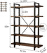 5-Tier Industrial Style Solid Wood Bookcase and Book Shelves,Rustic Wood and Metal Shelving Unit， Living Room,Modern Rustic Open Industrial Book Shelf Office,Distressed Brown (Ay-02-5Tier)