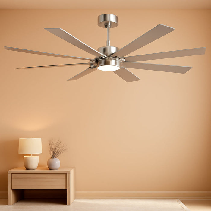 Premium Ergonomic 72inch Brushed Nickel Ceiling Fan