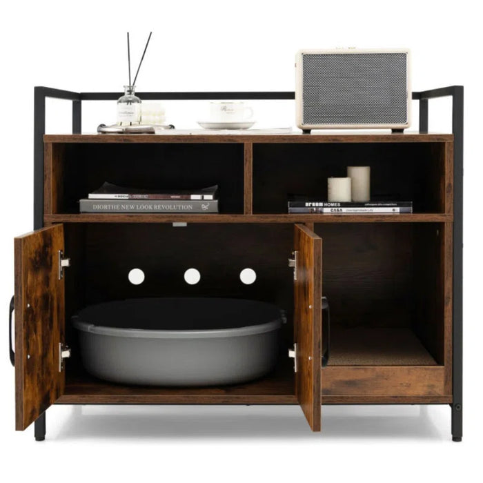 Edgware Large Litter Box Enclosure Cat Wooden Storage Cabinet with 2 Doors