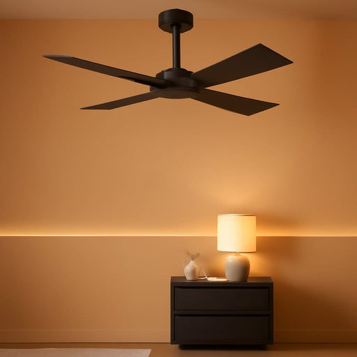 54" Wet Rated Outdoor Ceiling Fan without Lights, 4 ABS Plastic Blades, Reversible DC Motor, 6-Speed Remote Control, Waterproof Ceiling Fan No Lights for Patio Porch Gazebo Garage, Black