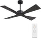 54" Wet Rated Outdoor Ceiling Fan without Lights, 4 ABS Plastic Blades, Reversible DC Motor, 6-Speed Remote Control, Waterproof Ceiling Fan No Lights for Patio Porch Gazebo Garage, Black