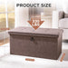 30 Inches Storage Ottoman Bench, Foldable Foot Rest with Rivet Design, 15 X 30 X 15 Inches, End of Bed Bench Footstool, Storage Chest, Load up to 330 Lb, for Living Room, Bedroom, Entryway, Oak Brown