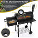 Charcoal Grill with Offset Smoker, Camping Barbecue Grill with Side Fire Box for Outdoor BBQ Smoking/Backyard Party Grilling, Thick Iron Steel & Dual Chamber Design, Thermometer & Chimney