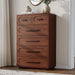 Walnut 6 Drawer Dresser for Bedroom, 44" Tall Dressers & Chest of Drawers W/Solid Wood Handle, Wood Mid Century Closet Organizers and Storage Cabinet for Bedroom, Living Room, Hallway, Walnut