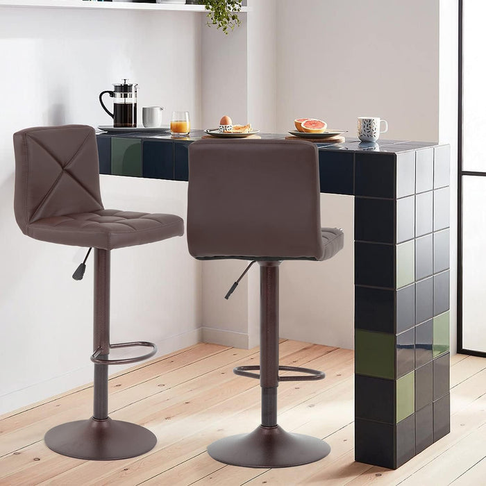 Counter Height Bar Stools Set of 2 PU Leather Modern Height Adjustable Swivel Barstools Hydraulic Chair Bar Stools