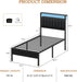 Twin Size Bed Frame with Charging Station and LED Lights