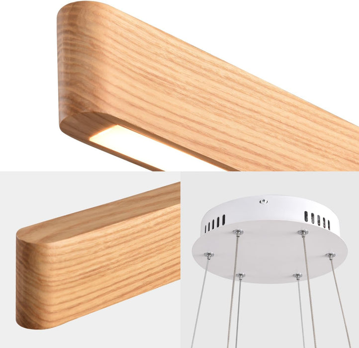 Handcrafted Premium Solid Ash Wood ThreeLight Pendant