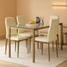 5-Piece Glass Dining Set, Modern Kitchen Table Furniture for Dining Room, Dinette, Compact Space-Saving W/Glass Tabletop, 4 Upholstered PU Chairs, Metal Steel Frame - Ivory/Gold