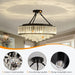 6-Light Modern Large Crystal Chandelier Black Metal E26 Semi Flush Mount round Light Fixture Ceiling Lamp Farmhouse for Dining Living Room Laundry Foyer Kitchen Balcony Bedroom