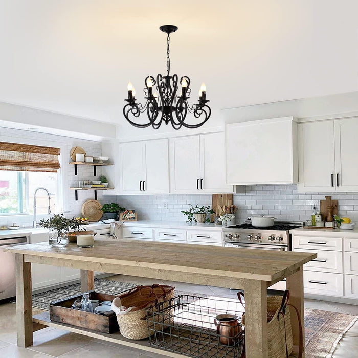 Matte Black 26Inch 8 Light FrenchCountry Chandelier