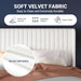 Queen Size Velvet Bed Frame/Vertical Channel Tufted Wingback Headboard/Upholstered Platform Bed/Strong Wooden Slats/No Box Spring Needed/Easy Assembly/White