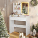 White Vanity Desk Mirror Featuring Integrated Lighting