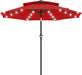 9Ft 2 Tiers Patio Umbrella with Solar Lights, Outdoor Umbrella W/ 32 LED Lights&8 Sturdy Ribs, Table Umbrella for Deck, Backyard, Pool(Red)