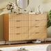 Fluted Dresser for Bedroom with 8 Drawers,55" Wide Modern Chest of Wooden Bedroom Chest with Metal Handle,Clothes Storage Organizer,Dresser & TV Stand for Living Room,Nutural