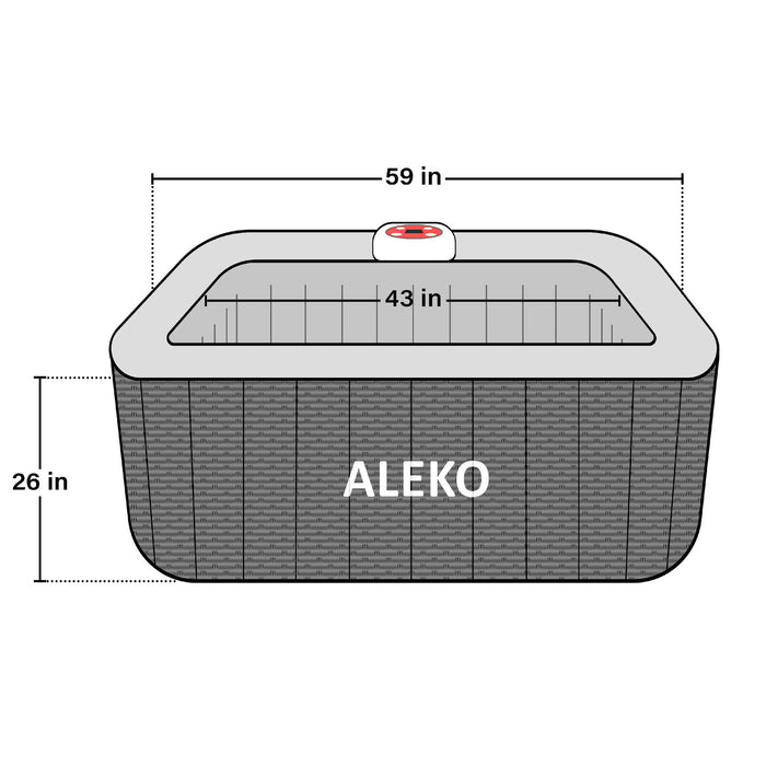 ALEKO Square Inflatable 4 Prs Hot Tub 211 Gallon 120 Bubble Jets Mia Collection