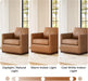 Genuine Leather Swivel Accent Chair, FSC Certified Mid Century Modern Arm Chair for Living Room and Bedroom, Fully Assembled, Saddle