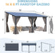 16x8 Residential Backyard Gazebo With Curtains Netting