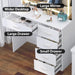 White Makeup Vanity Desk Set with Large Mirror, 31.5X14.2X51.5 Inch Makeup Vanity with 5 Drawrs, 3 Adjustable Light Modes, Vanity for Bedroom & Dressing Room