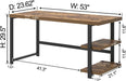 Modern Computer Desk, Home Office Desk with Storage Shelf, Wood Study Writing Table Workstation for Bedroom Living Room, Rustic Brown, 53 Inch