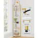 Corner Shelf Stand, Corner Bookshelf, Storage Standing Shelf Unit with Metal Frame, Plant Stand, Corner Bookcase for Living Room, Home Office, Bedroom, 6-Tier White Gold CS06003A