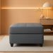 Upholstered Storage Ottoman, Large Button Tufted Footrest for Living Room, Square Bench with Hidden Space for Blankets, Dark Grey