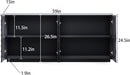 59" 4-Door Buffet Cabinet with Storage, Modern Accent Sideboard Buffet Table for Kitchen or Dining Room, Textured Ripple Front Freestanding Cabinet for Dishes & Decor, Black