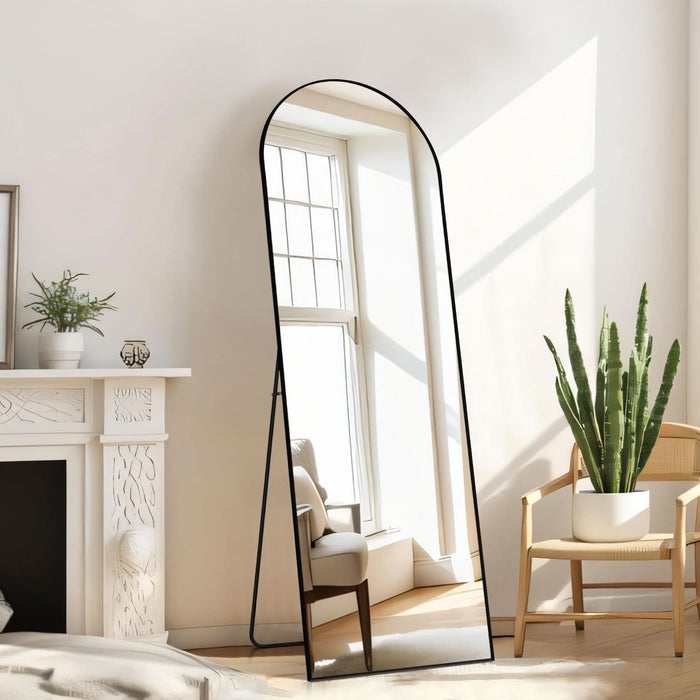 Arched Mirror Full Length, Upgraded 16"X59" Body Wall Mirrors with Shatter-Proof Glass, Floor Standing, Hanging or Leaning, Tall Arch Mirror with Stand Aluminum Alloy Frame for Bedroom Cloakroom