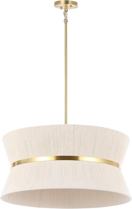 Lighting Collection – Alma Bleached Natural Rattan & Brass Gold 4-Light Adjustable Chandelier, Contemporary Glam Hanging Ceiling Fixture with LED Bulbs Included (CHA4037A)