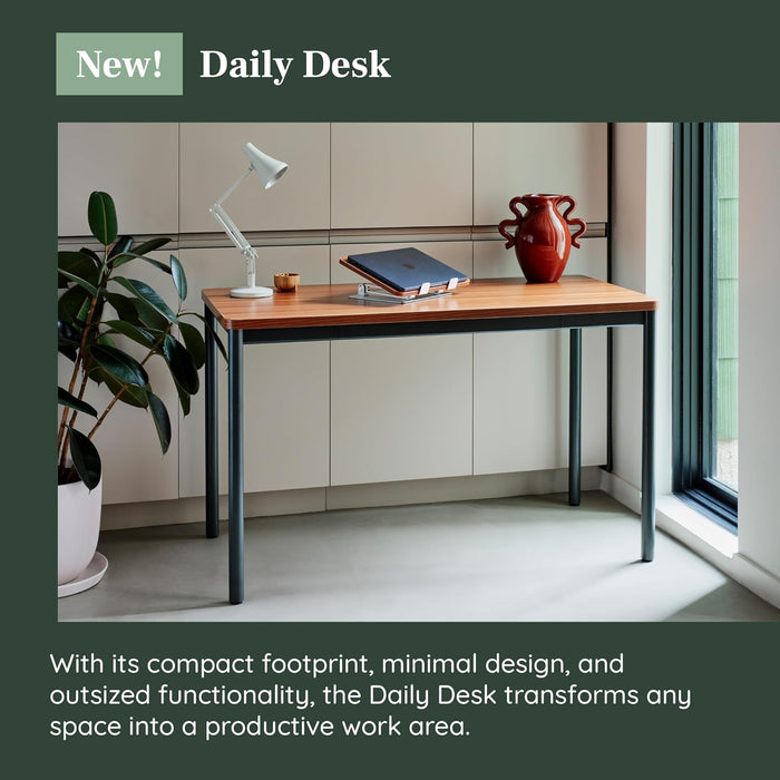 Daily Desk - Functional at Home Office Desk with Effortless Assembly, Timeless Design, Rounded Corners, and Built - In Cable Notch - 48” W X 28.5” H X 24” D - Charcoal Work Table - ShipItFurniture