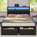Queen Bed Frame with Storage Drawers and Upholstered Headboard
