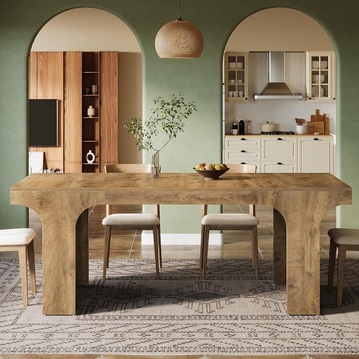 71 Inch Industrial Farmhouse Dining Table DoublePedestal