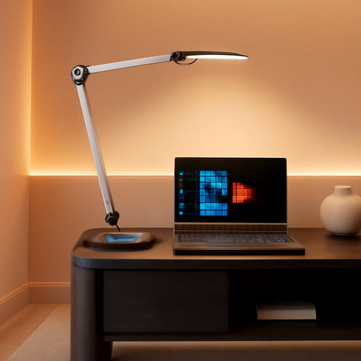 Desk Lamp,Led Architect Desk Lamp,Desk Lamps for Home Office,Table Lamp with Wireless Charger & Adjustable Swing Arm,Touch Control, 3 Lighting Mode,5 Brightness,Eye-Caring Office Lamp