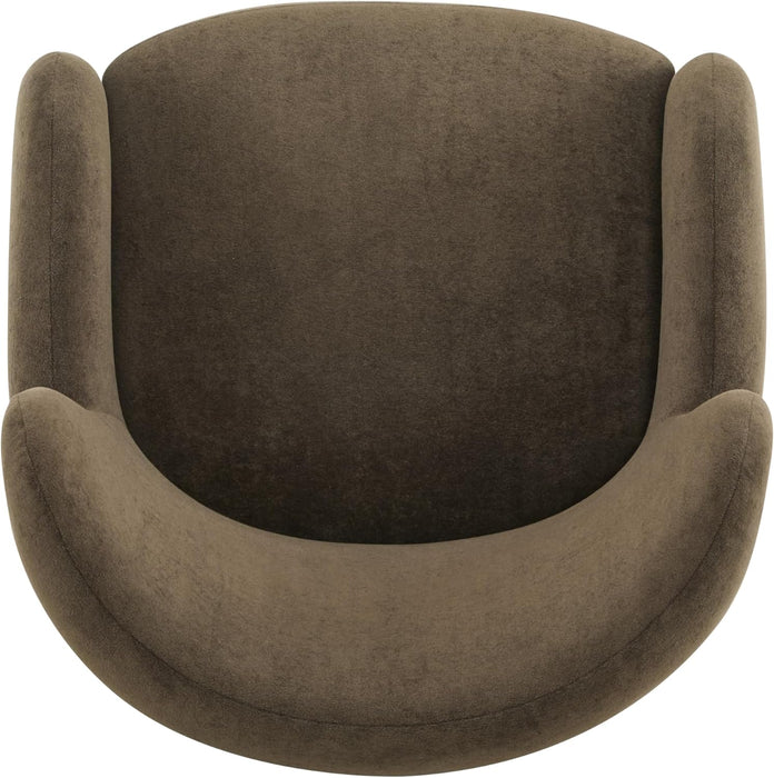 Auden Wingback Accent Chair, Fabric Club Chair, Velvet Upholstered Armchair, Curved Backrest Single Sofa, Soft Cushion Seating, Reading Lounge Chair for Living Room, Brown