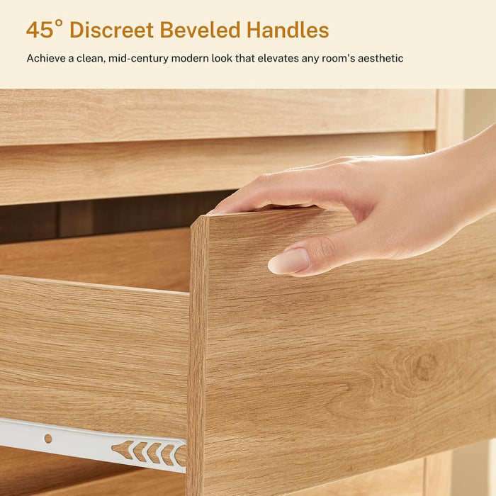 63" Dresser for Bedroom with 9 Drawers, Modern Dressers & Chests of Drawers with Metal Handles, Wooden Dresser TV Stand, Bedroom Dressers, for Bedroom, Hallway, Natural