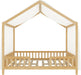 Full Montessori Floor Bed With Canopy NaturalWalnut