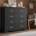 Modern 8 Drawer Dresser for Bedroom, Tall Bedroom Dresser with Large Drawers and Metal Handles, Wooden Chest of Drawers, Storage Cabinet and Organizer for Living Room, Hallway, Black