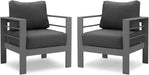 Patio Furniture Metal Armchair,2 PCS All-Weather Aluminum Garden Outdoor Contemporary Sofa Chair with Cushions, Grey