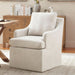 Upholstered Dining Chairs Set of 2, Modern Kitchen Chairs Dinner Chairs with 4 Casters, Linen Armchair for Bedroom Reading Room Living Room, Beige