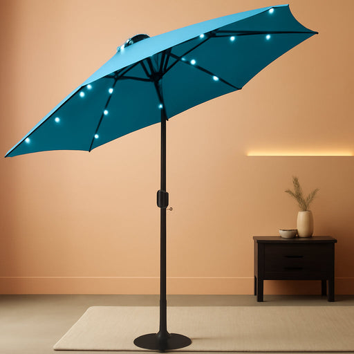7.5 Ft Solar Umbrella, 18 LED Lighted Patio Umbrella, Table Market Umbrella