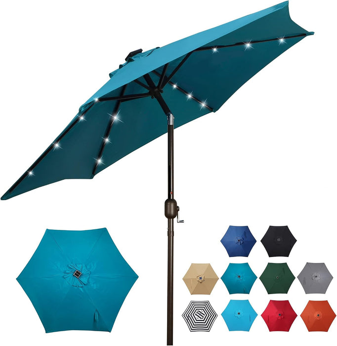 7.5 Ft Solar Umbrella, 18 LED Lighted Patio Umbrella, Table Market Umbrella