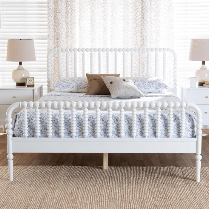 Lucera Bobbin Wood Platform Bed, Full, White